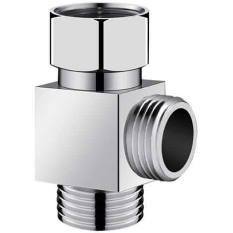 Adaptateur monobloc en forme de T, raccord en T pour douche, raccord en T pour flexible, pièces de rechange pour douches et douchettes, chrome poli (argent)