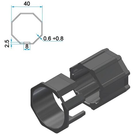 Adaptateur moteur CHERUBINI A35050502 pour 35 mm vers octogonal 40 mm - Noir