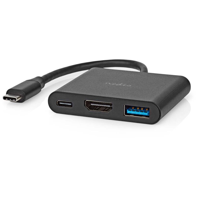 Nedis - Modèle du produit : Adaptateur Multi-Ports usb usb 3.2 Gen 1 usb-c Mâle Sortie hdmi / usb-a Femelle / usb-c Femelle 5 Gbps 0.10 m Rond Plaqué