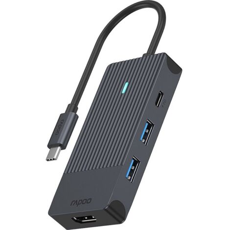 Adaptateur multiport Rapoo USB-C 4en1 noir