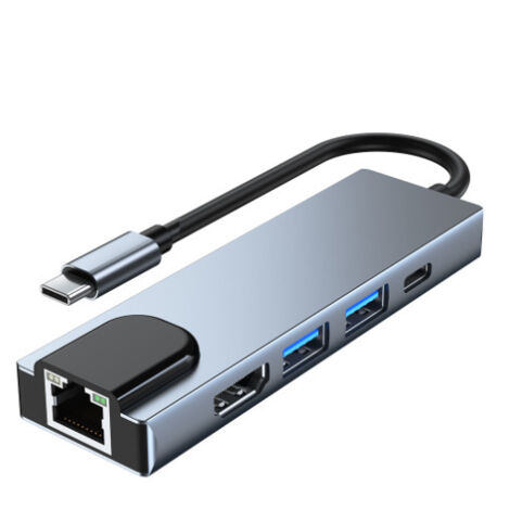 Adaptateur multiport USB C Hub, Station d'accueil USB C 5 en 1 avec HDMI 4K, Ethernet RJ45, USB3.0, PD 100 W, Compatible avec MacBook Pro/Air, Surface Pro et Autres Appareils de Type C