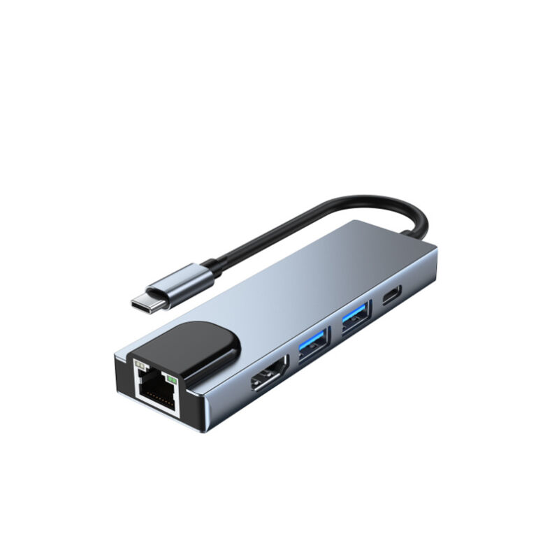 Adaptateur multiport USB C Hub, Station d'accueil USB C 5 en 1 avec HDMI 4K, Ethernet RJ45, USB3.0, PD 100 W, Compatible avec MacBook Pro/Air,