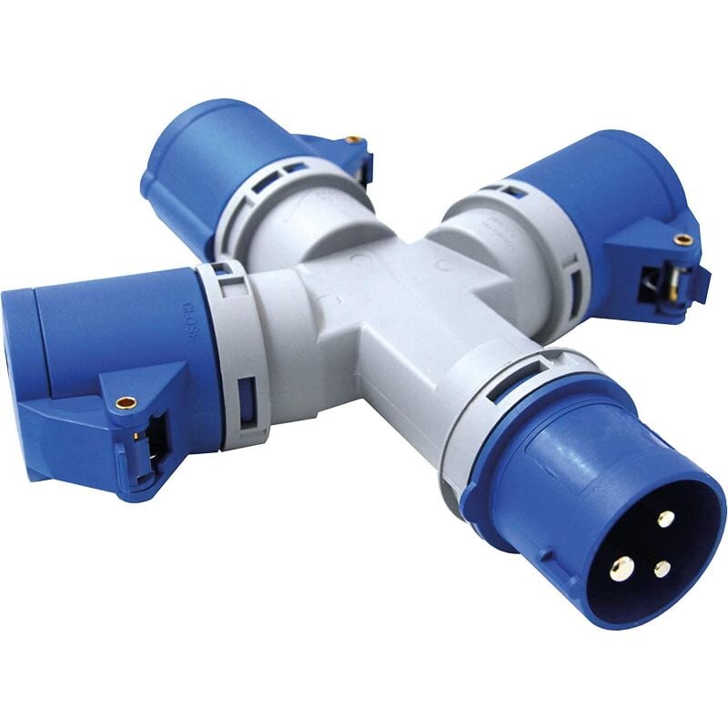 Adaptateur Multiprise 3 Prises Industriel avec Couvercle a 3 Poly Cee. IP44