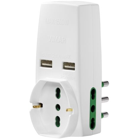 Adaptateur multiprises 1 fiche 16a + 2 prises doubles 16a + 1 prise universelle + 2 prises blanches usb 0p00333.b