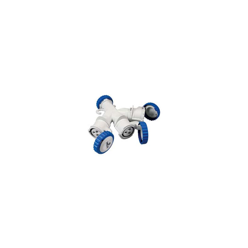 Adaptateur Industriel 220V Avec Prise Et 3 Prises Cee 309 Ip67 - 16A couleur bleu 73120