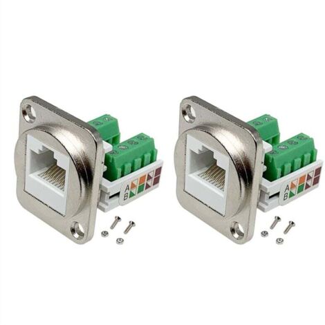 Adaptateur Panneau RJ45 2 Pièces Connecteur 8P8C Rallonge Sans Soudure Borne à Vis
