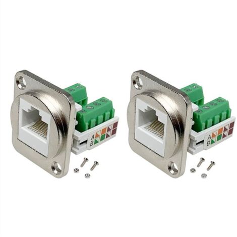 Adaptateur Panneau RJ45 2 Pièces Connecteur 8P8C Rallonge Sans Soudure Borne à Vis