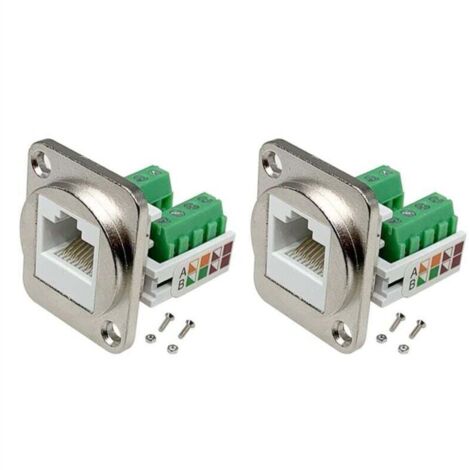 Adaptateur Panneau RJ45 2 Pièces Connecteur 8P8C Rallonge Sans Soudure Borne à Vis