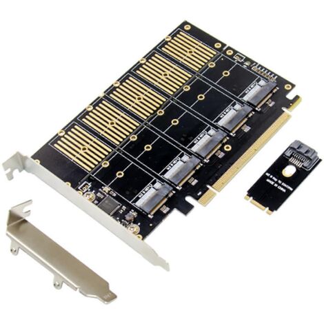 Adaptateur PCIE 5 Ports pour Mining M.2 NGFF SATA Riser, Compatible PCI Express X16