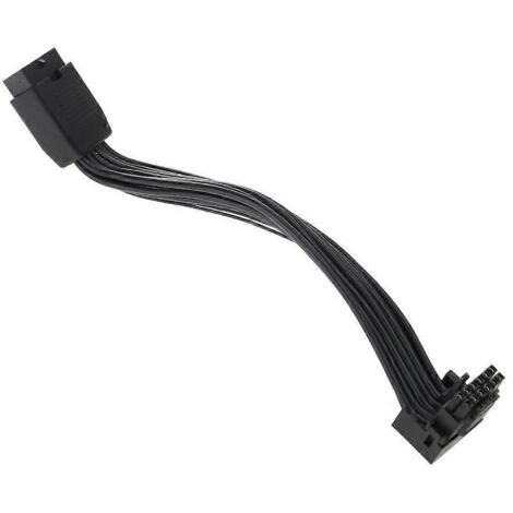 Adaptateur PCIe 5.0 16 broches 12VHPWR coudé à 90° vers connecteur droit 12+4 broches (fil noir) -