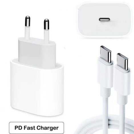 Adaptateur PD 20W pour iPhone 15/16/17 avec câble de données 1 mètre
