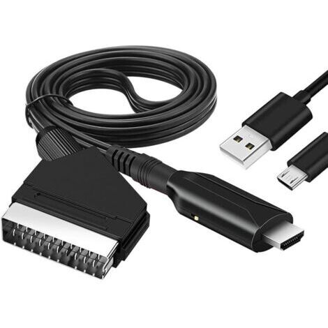 Adaptateur péritel HDMI, convertisseur péritel HDMI 1080p/720p avec câble HDMI inclus, plug-and-play pour HDTV