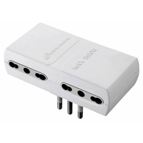 Adaptateur plat Fiche multiprise plate 16A 4 prises bypass 2P + T