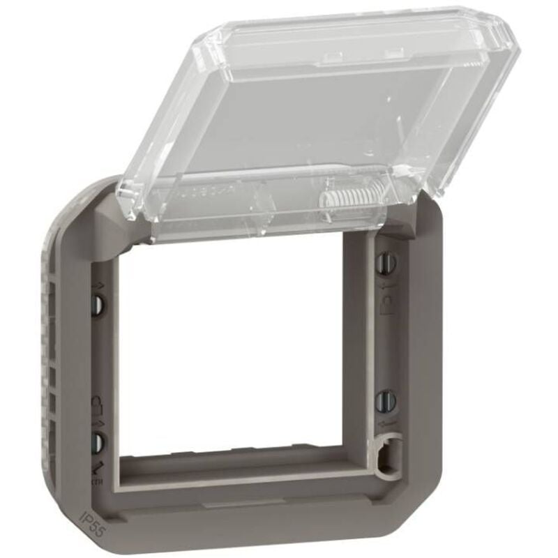 Adaptateur étanche plexo IP55 pour fonction mosaic - finition gris à volet transparent Legrand LEG069580L