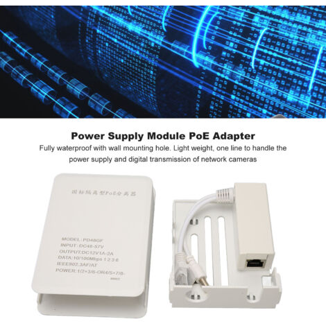 Adaptateur PoE 48V vers 12V Module d'Alimentation pour Caméra Blanc Imperméable