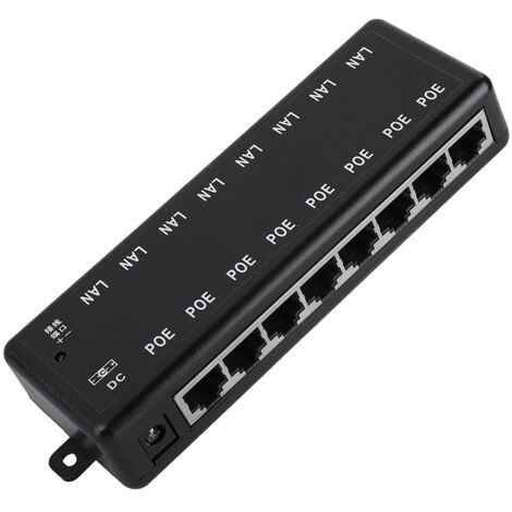 Adaptateur PoE 8 Ports Passif, Injecteur Ethernet 12V-48V pour Alimentation Réseau