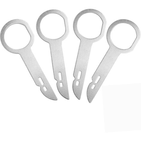 Adaptateur pour autoradio, clé d'extraction d'autoradio en acier inoxydable (4 pièces), outil de déverrouillage compatible avec la plupart des voitures