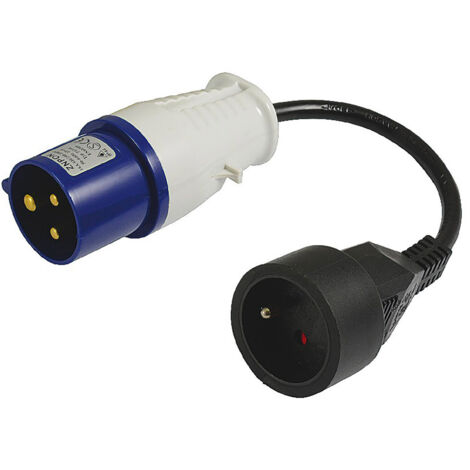 Adaptateur pour caravane 2 phases et terre avec cable 0,3x1.5 mm