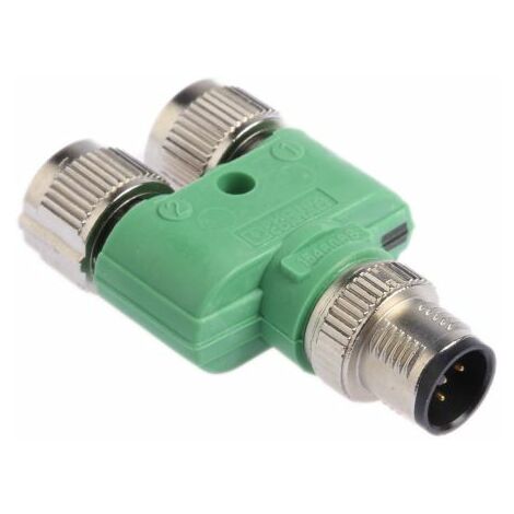 Adaptateur pour connecteur cylindrique Droit Phoenix Contact M12 Double M12 5contacts Femelle, placage Nickel ( Prix pour 1 )