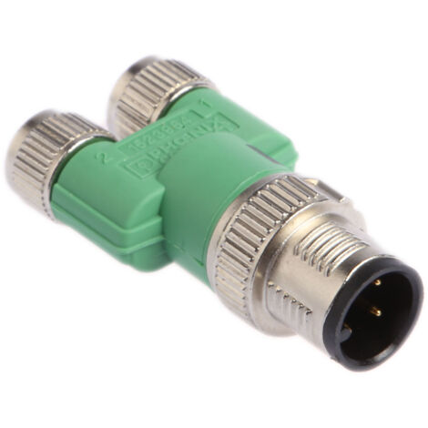 Adaptateur pour connecteur cylindrique Droit Phoenix Contact M12 Double M8 3 contacts Femelle, placage Nickel ( Prix pour 1 )