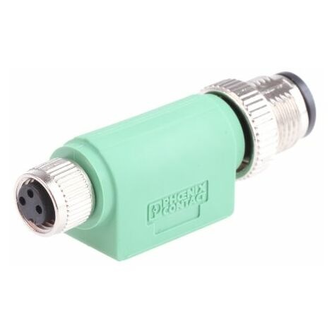 Adaptateur pour connecteur cylindrique Droit Phoenix Contact M12 Simple M8 3 contacts Femelle, placage Nickel ( Prix pour 1 )