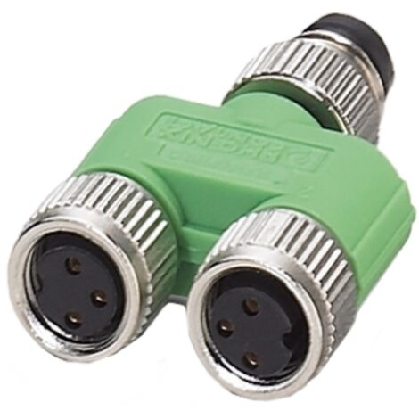 Adaptateur pour connecteur cylindrique Droit Phoenix Contact M8 Double M8 3 contacts Femelle, placage Nickel ( Prix pour 1 )