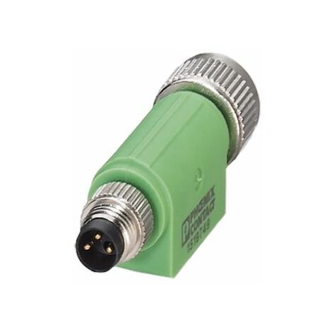 Adaptateur pour connecteur cylindrique Droit Phoenix Contact M8 Simple M12 3 contacts Femelle, placage Nickel ( Prix pour 1 )