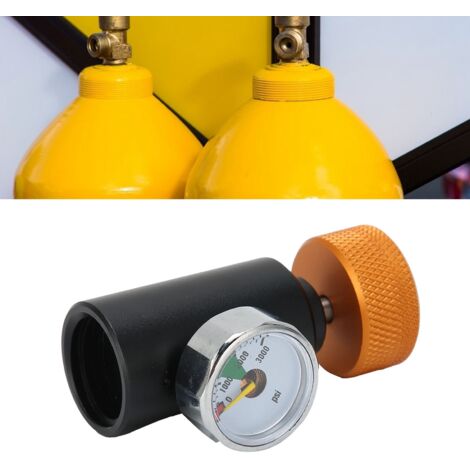 Adaptateur pour Cylindres CO2 Aluminium Doré avec Valve et Manomètre 3000psi et Connecteur 8mm TR21-4