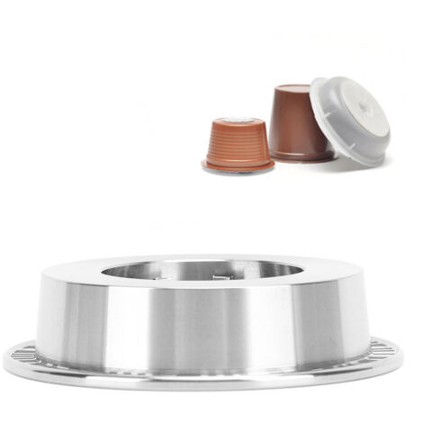 Adaptateur pour dosettes de café en acier inoxydable réutilisable et pratique, compatible avec les machines à café Vertuo (grand format vers petit format).