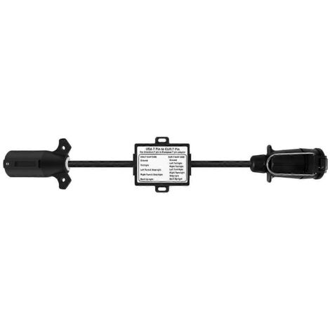 Adaptateur pour feux de remorque : prise américaine à 7 broches vers prise ronde européenne à 7 broches.