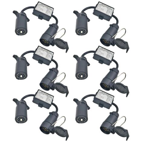 Adaptateur pour feux de remorque USA vers UE : prise américaine 7 broches vers prise européenne 7 broches (noir)