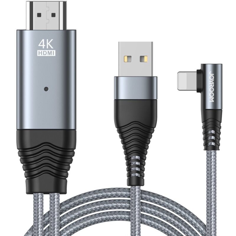 Adaptateur pour iPhone de Lightning vers HDMI 4K USB gris