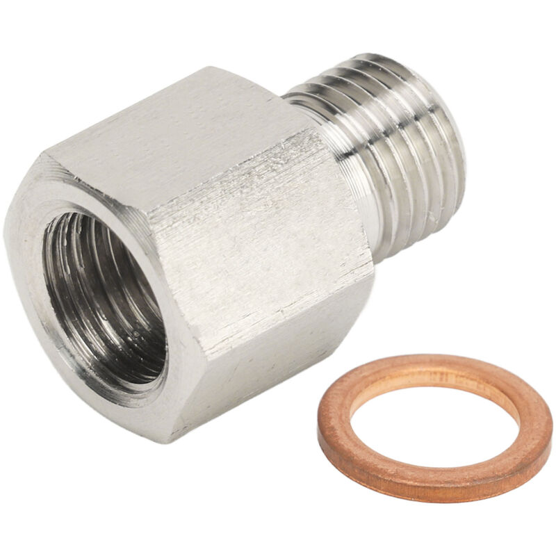 Adaptateur pour manomètre et transmetteur de pression Acier inoxydable étanche Adaptateur 1/8in NPT femelle vers M10x1.0 mâle avec joint d'étanchéité
