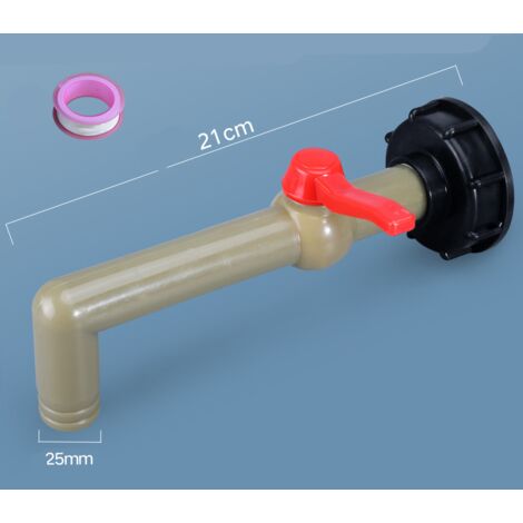Adaptateur pour réservoir IBC en plastique, raccord de tuyau d'arrosage, remplacement de raccord de tuyau pour réservoir d'eau (60 dents grossières vers 6 points, vanne à bille à angle droit) (envoyer