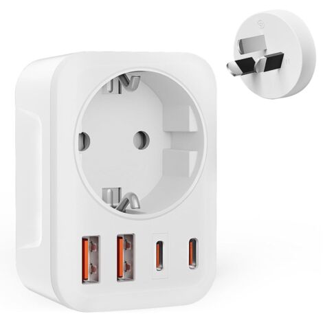 Adaptateur Prise Australie Chine Nouvelle-Zélande, avec 2 USB & 2 USB-C Adaptateur Voyage FR 2 Broches vers AU 3 Broches Adaptateur Prise Argentine, Fidji Type I