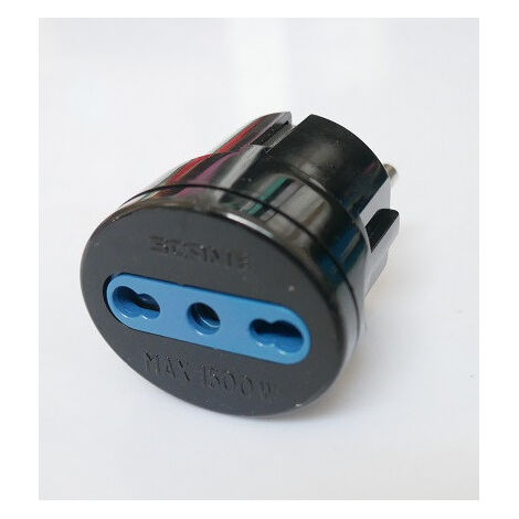 Adaptateur prise Franco-Allemand 2P+T 16A male (S31) / fiche 2P+T 16A femelle Italien noir (P17/11)