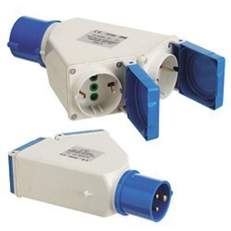 Wolfpack - Adaptateur Industriel Cetac Schuko Double 2p Avec Couvercle