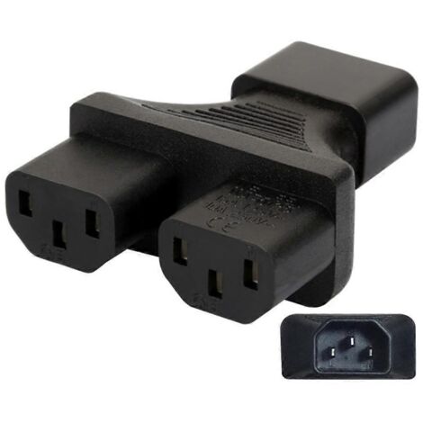 Adaptateur Prise Mâle IEC320-C14 vers 2 Prises Femelles Nema 5-15R, C13 et C15