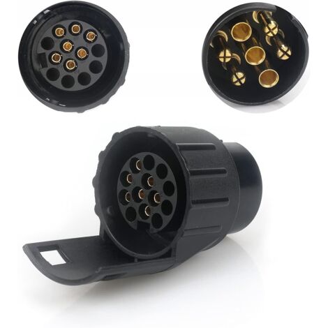 Adaptateur Prise Remorque 7 Broches vers 13 Broches - Connecteur Attelage pour Voiture Tracteur Caravane Porte-Vélo - 1 Pièce
