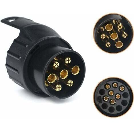 Adaptateur Prise Remorque 7 vers 13 broches – Connecteur Electrique ABS Noir – Compatible Standard Européenne – 12V/24V Universel