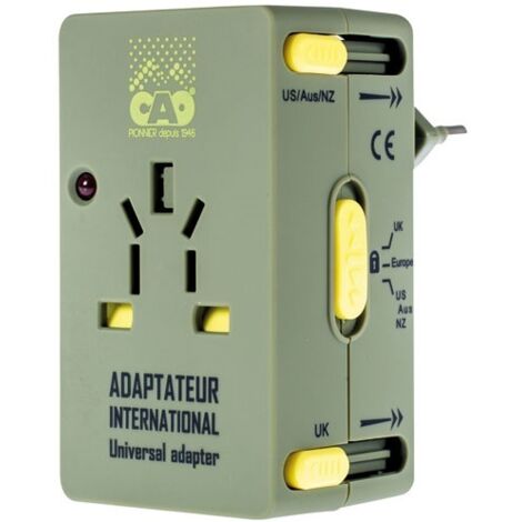 ADAPTATEUR PRISE UNIVERSEL KAKI/JAUNE CAO - 1316