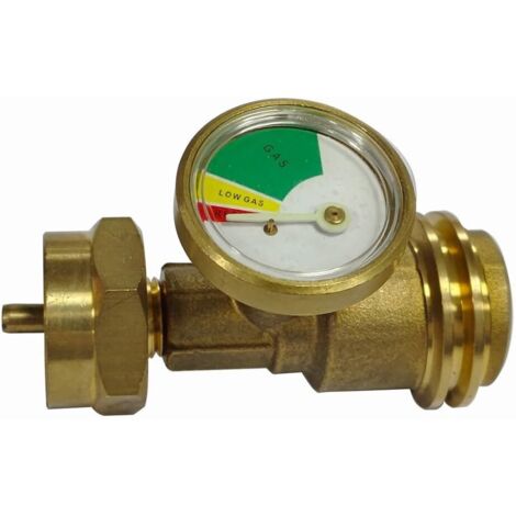 Adaptateur propane avec manomètre pour appareils QCC1 - Compatible avec bouteilles de gaz européennes, construction en laiton