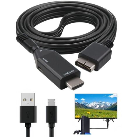Adaptateur PS1/PS2 vers HDMI 1080P avec 1m Câble AV Convertisseur Vidéo Audio HD D'interface Multimédia Plug and Play pour Consoles de Jeu HDTV Gaming Aucune Perte de Transmission