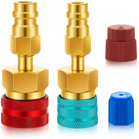 Adaptateur R1234YF vers R134A, adaptateurs bleu et rouge côté haute et basse pression R1234YF, raccords de tuyau de climatisation pour la vidange et la recharge du compresseur R1234YF