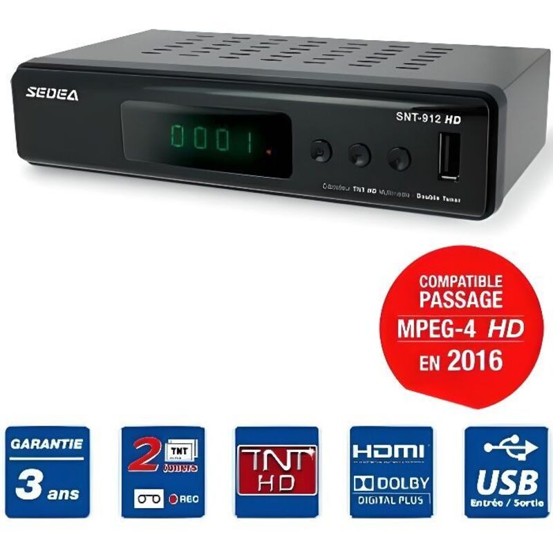 SEDEA  R&eacute;cepteur D&eacute;codeur TNT HD - DOUBLE TUNER