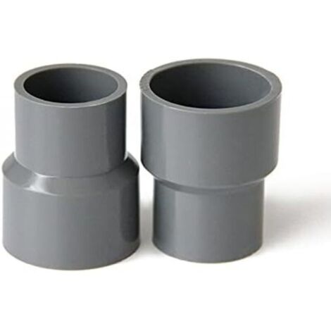 Adaptateur réducteur droit en PVC pour tuyaux d'alimentation en eau de serre de jardin et de ferme (ID 40 mm à 20 mm, gris)