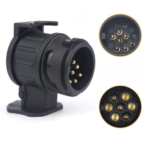 Adaptateur Remorque 13 vers 7 Broches, Connecteur Prise Remorque 13 pin 7 pin pour Voiture, RV, Caravane, Porte-vélo
