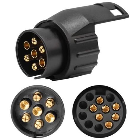Adaptateur Remorque 7 vers 13 Broches Prise Remorque 7 Broches pour Remorque de Voiture, Tracteur, Caravane, Porte-Vélo