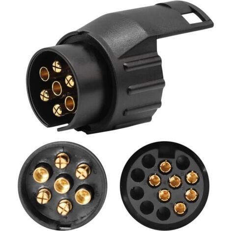 Adaptateur Remorque 7 vers 13 Broches Prise Remorque 7 Broches pour Remorque de Voiture, Tracteur, Caravane, Porte-Vélo