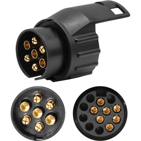 Adaptateur Remorque 7 vers 13 Broches Prise Remorque 7 Broches pour Remorque de Voiture, Tracteur, Caravane, Porte-Vélo（1PC)